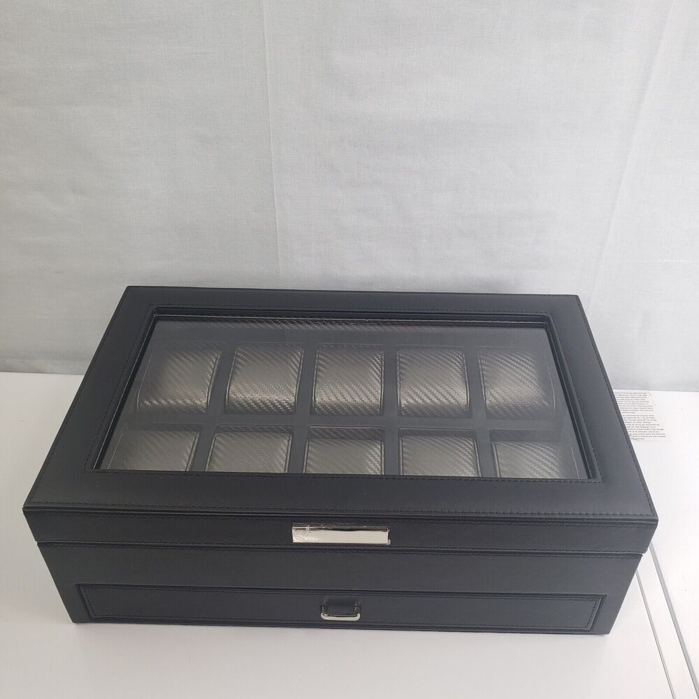 Houndsbay Yachtsman Vegan Leather Watch Jewelry Case 10 Slots With Pull Out Draw - Picture 13 of 16